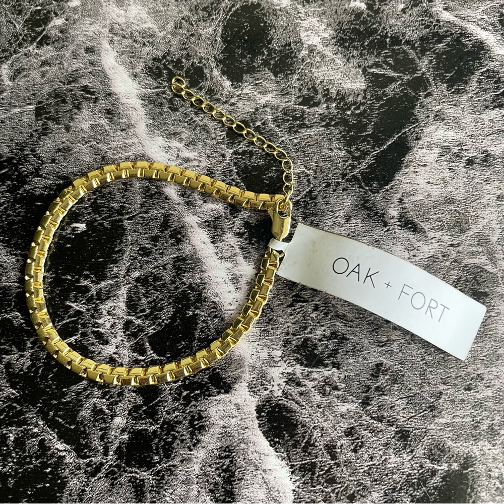 Oak + Fort Women’s Gold Chain Adjustable Bracelet NEW With Tags - Picture 1 of 4